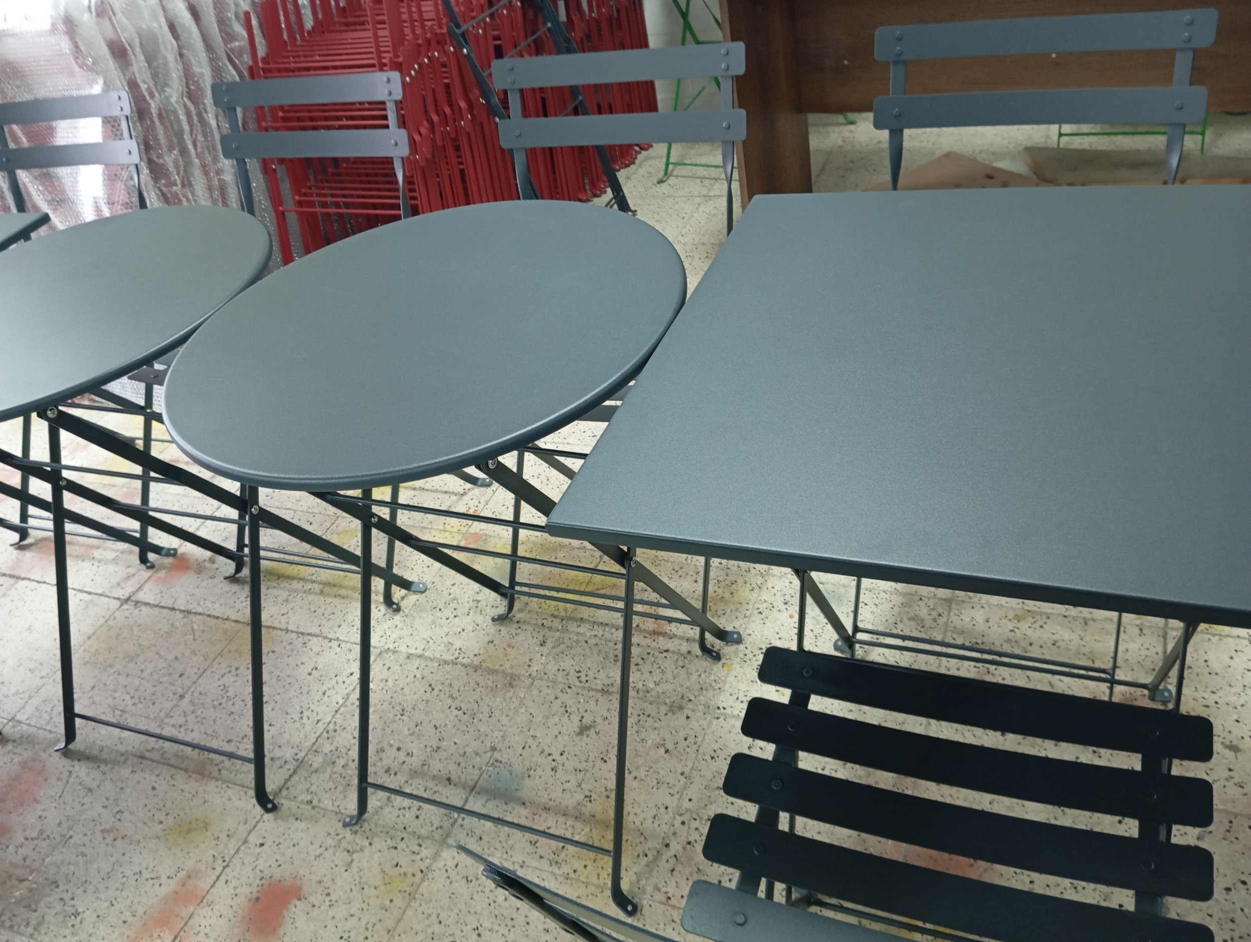 Bistro Serisi Yuvarlak Set Antrasit Gri