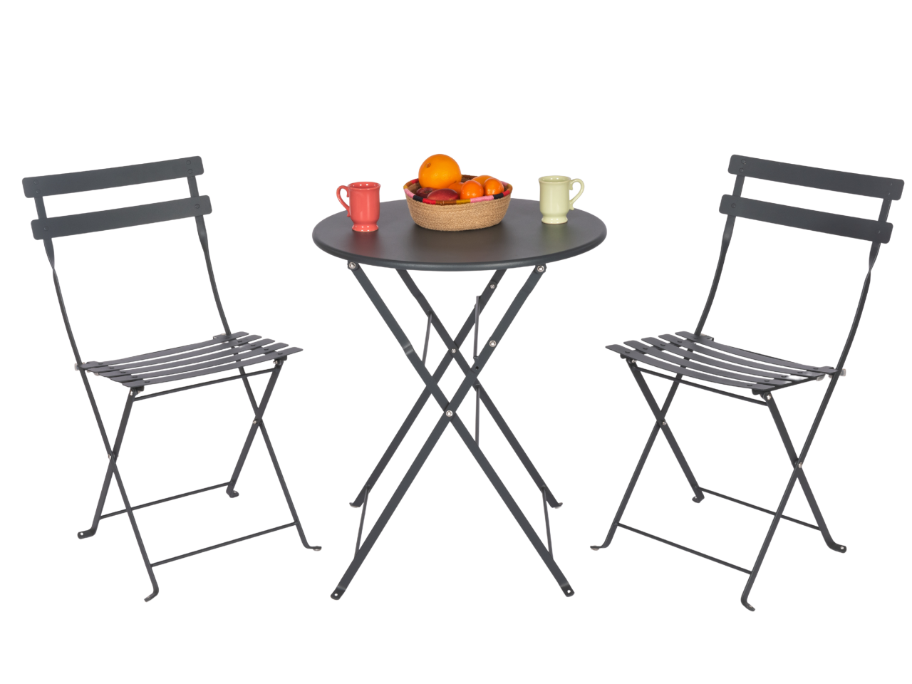 Bistro Serisi Yuvarlak Set Antrasit Gri