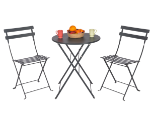 Bistro Serisi Yuvarlak Set Antrasit Gri