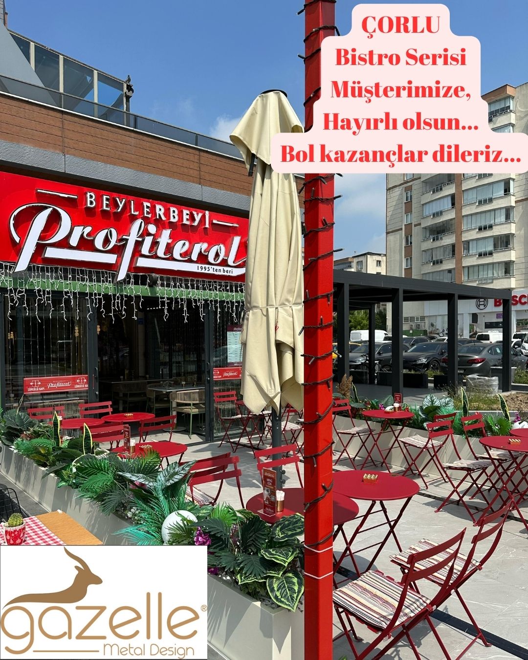 Bistro Serisi Yuvarlak Set Kırmızı